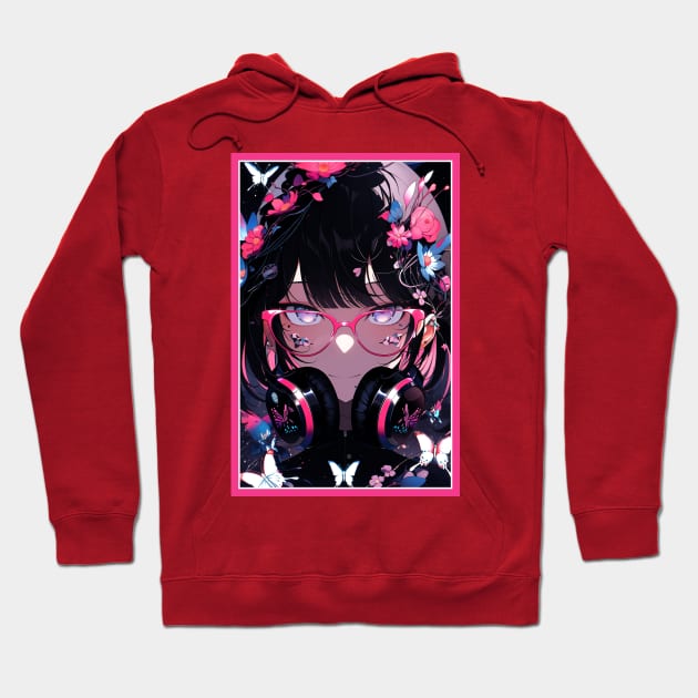 Aesthetic Anime Girl Pink Rosa Black | Quality Aesthetic Anime Design | Chibi Manga Anime Art Hoodie by AlNoah